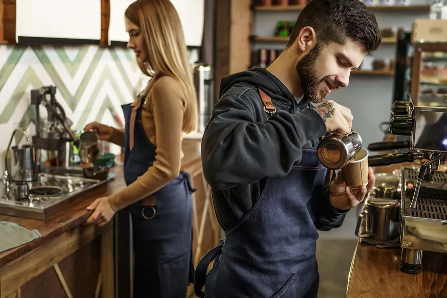 One machine, one barista, and everything waiting on both.
